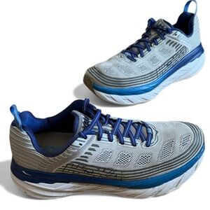 HOKA MEN’S BONDI ROAD RUNNING WALKING TRAINING ATHLETIC SHOES SIZE 9.5 GRAY BLUE